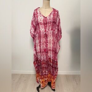 Beachlunchlounge Pink and orange coverup, kaftan maxi dress